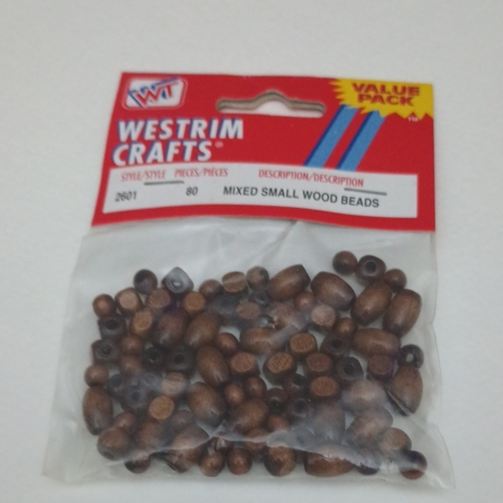 3/$15 80pc Mixed Small Wood Beads Westrim Crafts 2601-ZE-007 048492838497
